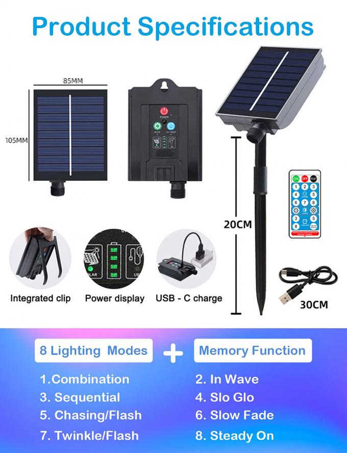 Leather Wire Outdoor Fairy Light 9mm Solar Sensor LED Strip Lights