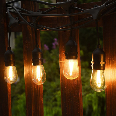48FT Waterproof LED Black String Lights Outdoor Solar String Lights For Garden Lighting