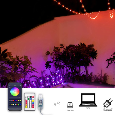 5m 10m App Control USB LED Leather Thread Lights String For Garden Tree Street Decor