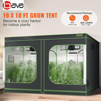 300x300x220cm Growbox Plant Tent 22mm Metal Pole  Removable Floor Tray 10x10FT Large Grow Tent Kit with LED Light Fan