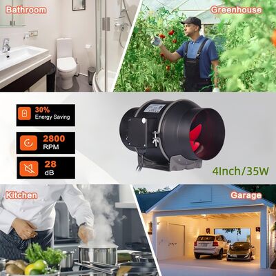 Ventilation Fan WIFI APP Smart Inline Booster Duct Fan Quiet EC Motor Energy Saving 4 Inch 35W Power with Low Noise and High Airflow