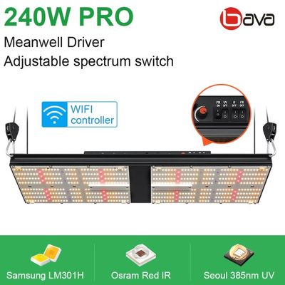Bavagreen 240W WIFI LM301H LED Grow Light UV IR Daisy Chain Mobile App Control