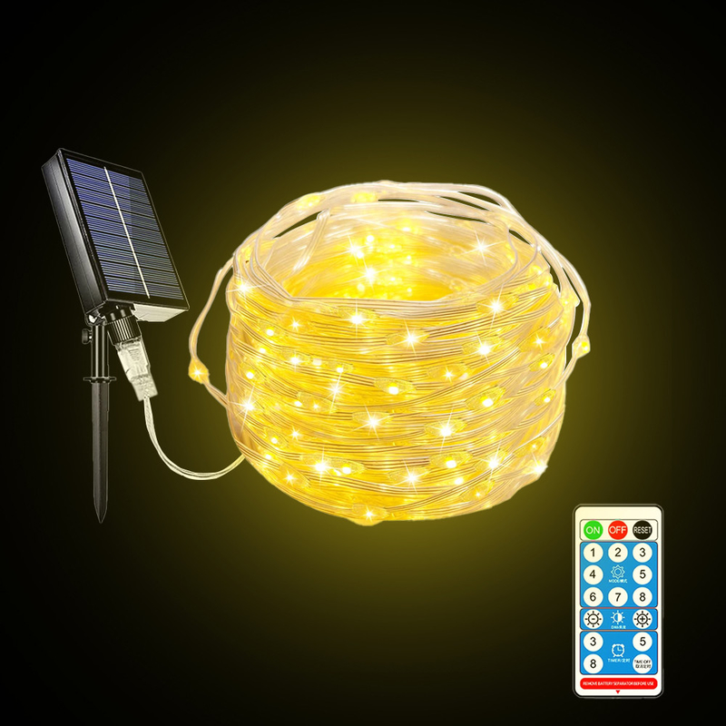 20M Waterproof Ultra Bright Solar Fairy Lights 24V Leather Wire LED String Light