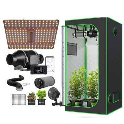 2X2 Smart Grow Box Complete Set 60x60cm 600D 1680D Grow Tent With LED Lamp Wifi APP Inline Duct Fan